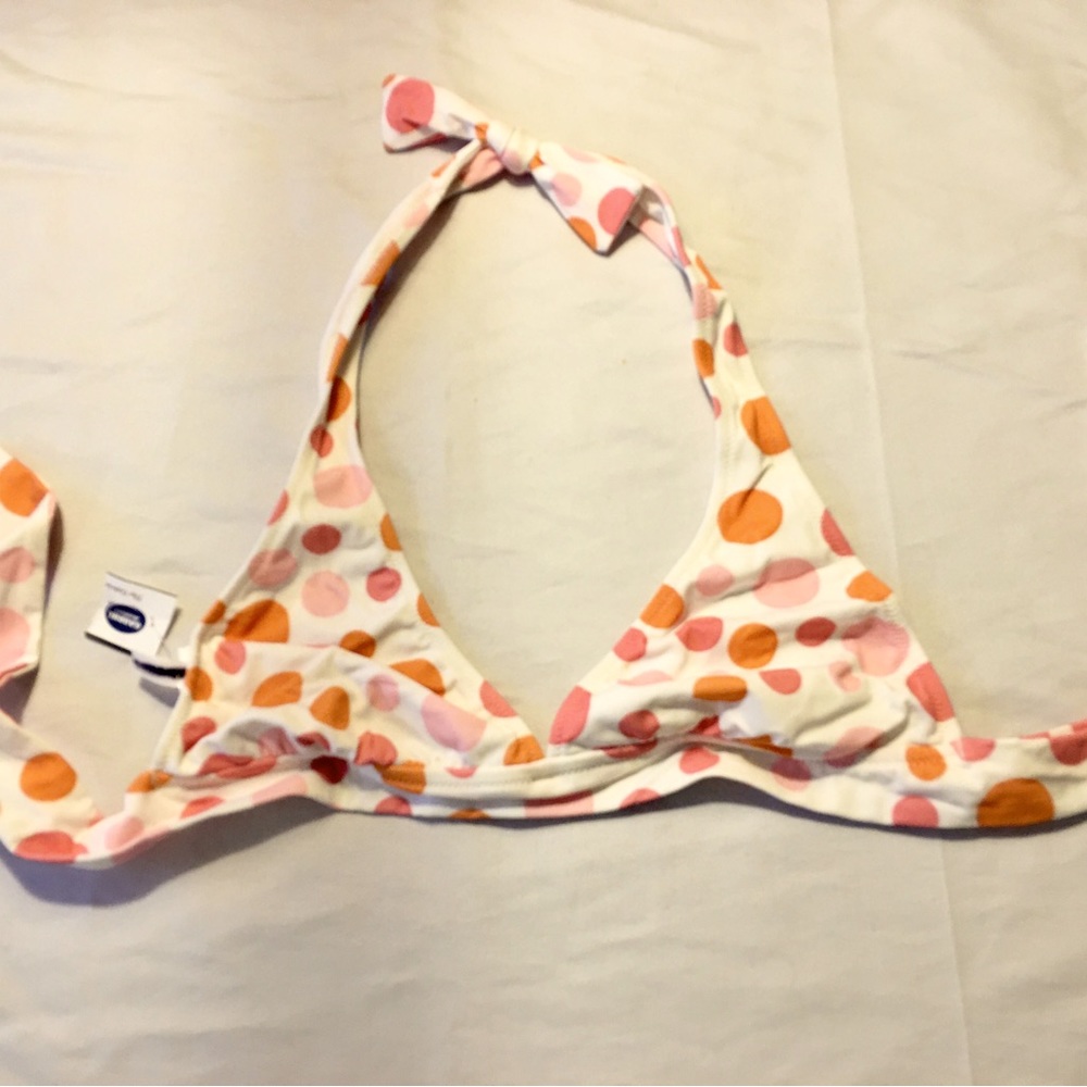 Pink polka dot bikini top by J Crew szM